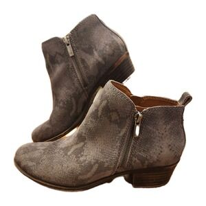 Lucky Brand Womens Basel Grey Snakeskin Look Booties Size 8 M